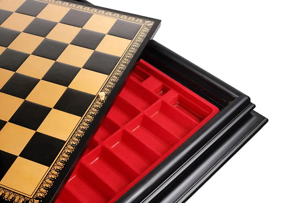 Staunton Set Solid Brass Wood Chess Pieces + Briar precious wood chess table