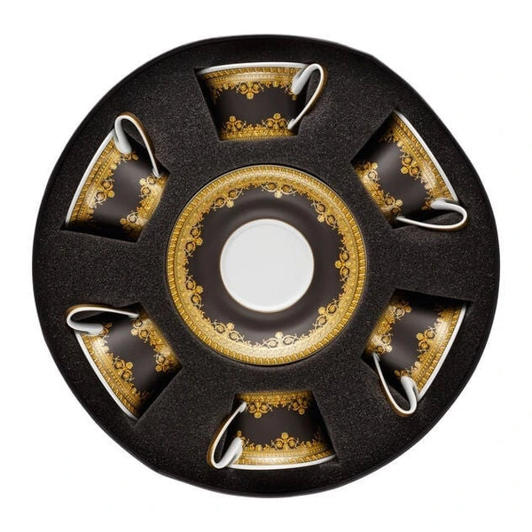 I Love Baroque Nero Set with 6 tea cups & saucers