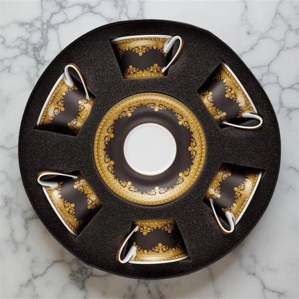 I Love Baroque Nero Set with 6 tea cups & saucers