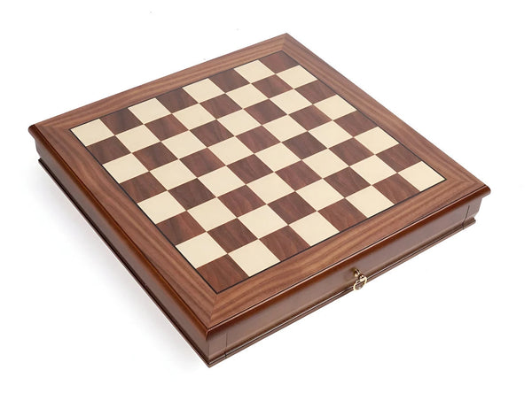 Solid Brass Chess Pieces + Walnut Maple Chessboard with drawer