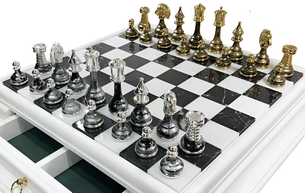 Persian Set Fantasy Version +  Wooden Chessboard Marble Top Drawer White Version