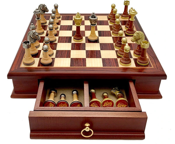 Classic Set +  Rosewood Wooden Chessboard with Drawer