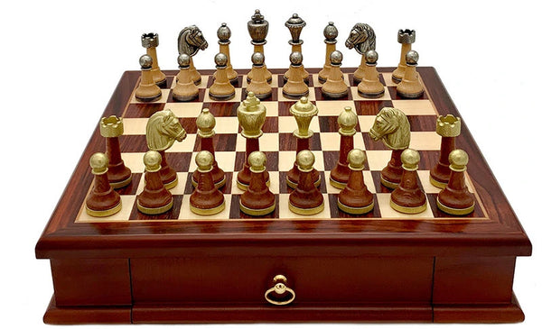 Classic Set +  Rosewood Wooden Chessboard with Drawer