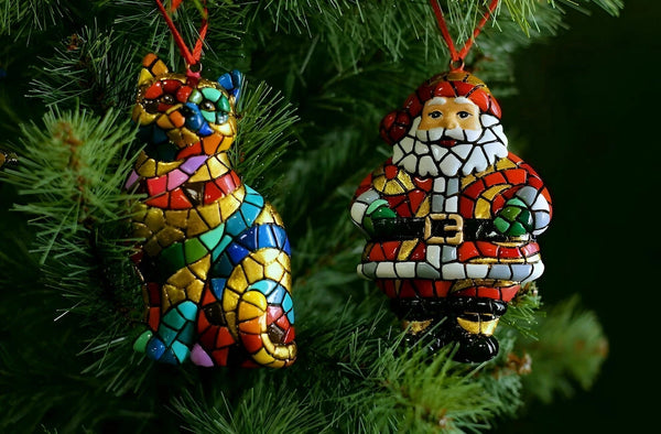 Set of 6 Christmas Mosaic Ornaments