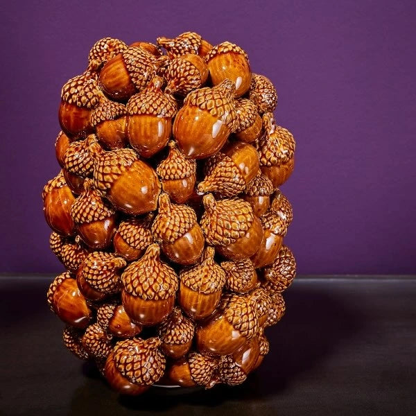 Vase Acorns Brown