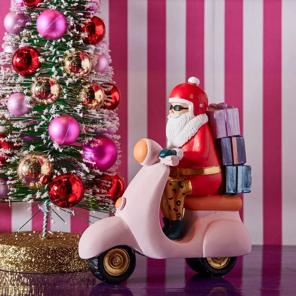 Santa on motorcycle Pink