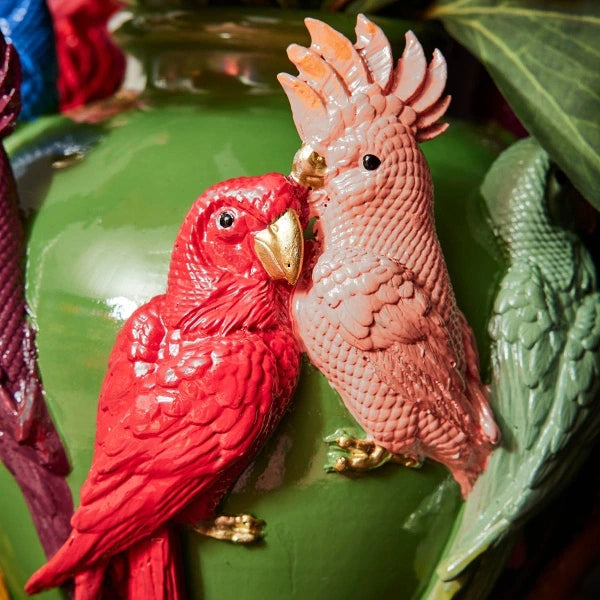 Vase with parrots Green