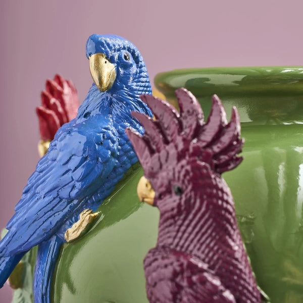 Vase with parrots Green