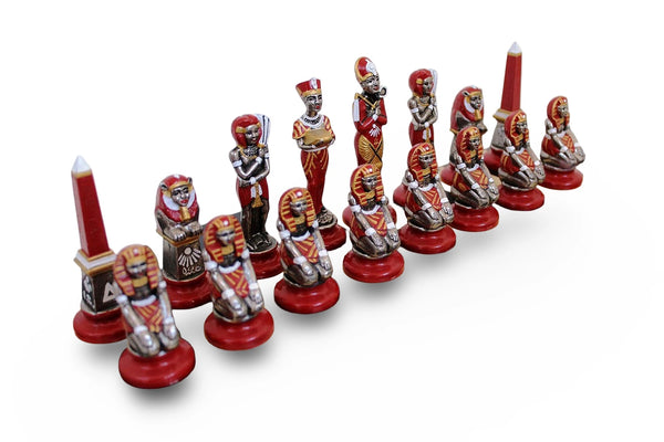 Hand Painted Metal Chess Pieces + Ebony effect wooden chessboard
