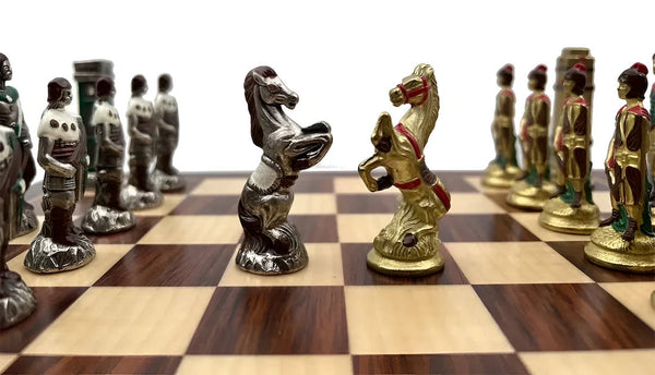 Romans VS Barbarians Set + Rosewood Wooden Chessboard with Drawer