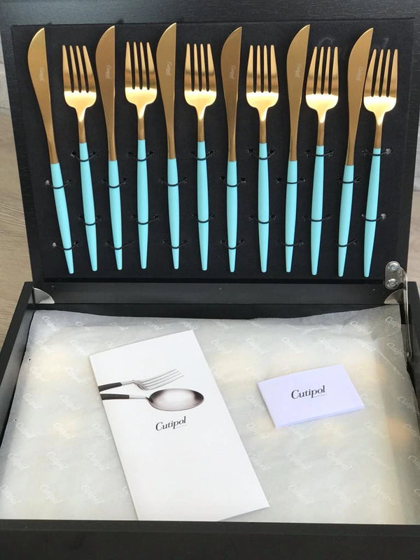 Goa Turquoise Gold Plated Set 24 Pcs. Set + Wooden box