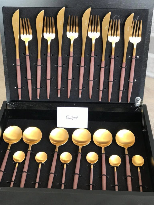 Goa Brown Gold Plated 24 Pcs. Set + Wooden Box