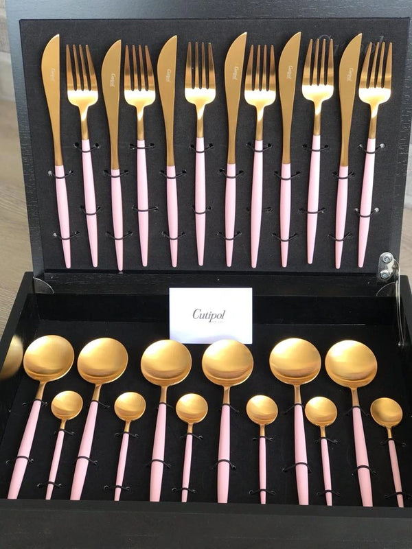 Goa Pink Gold Plated 24 Pcs.Set + Wooden Box