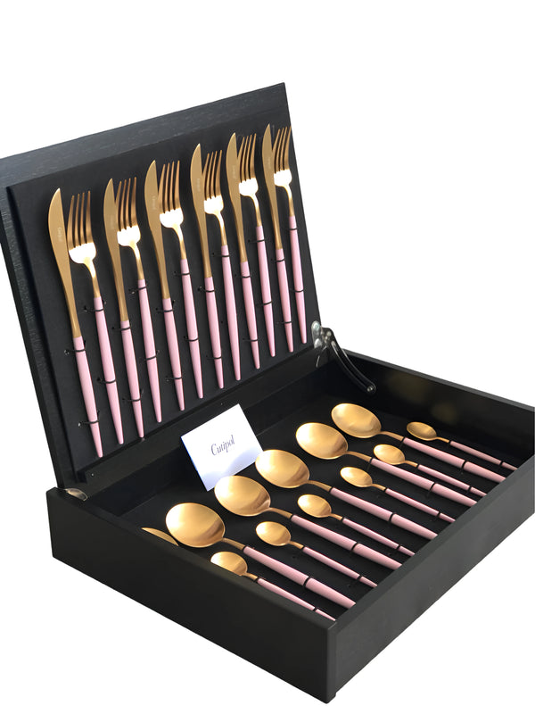 Goa Pink Gold Plated 24 Pcs.Set + Wooden Box