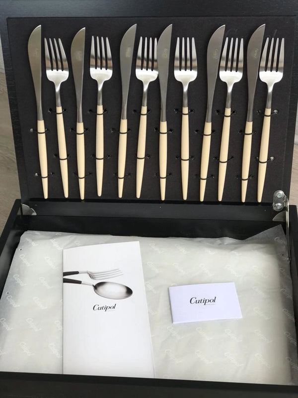 Goa Ivory Silver Plated 24 Pcs. + Wooden Box