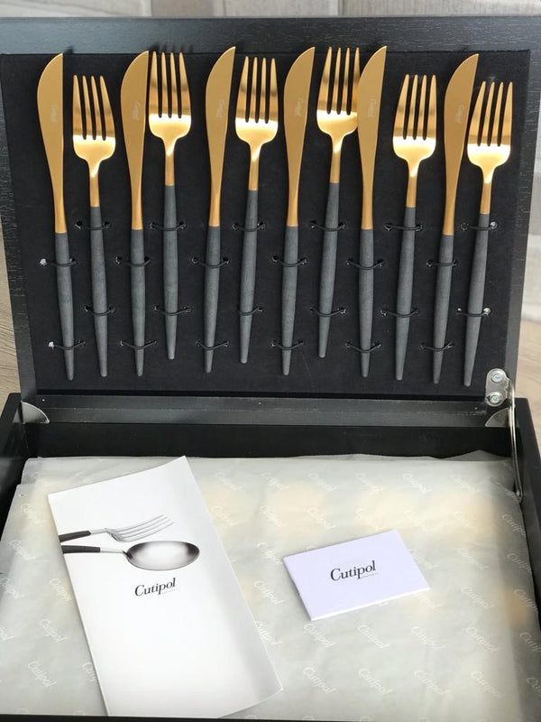 Goa Black Gold Plated 24 Pcs. Set + Wooden Box