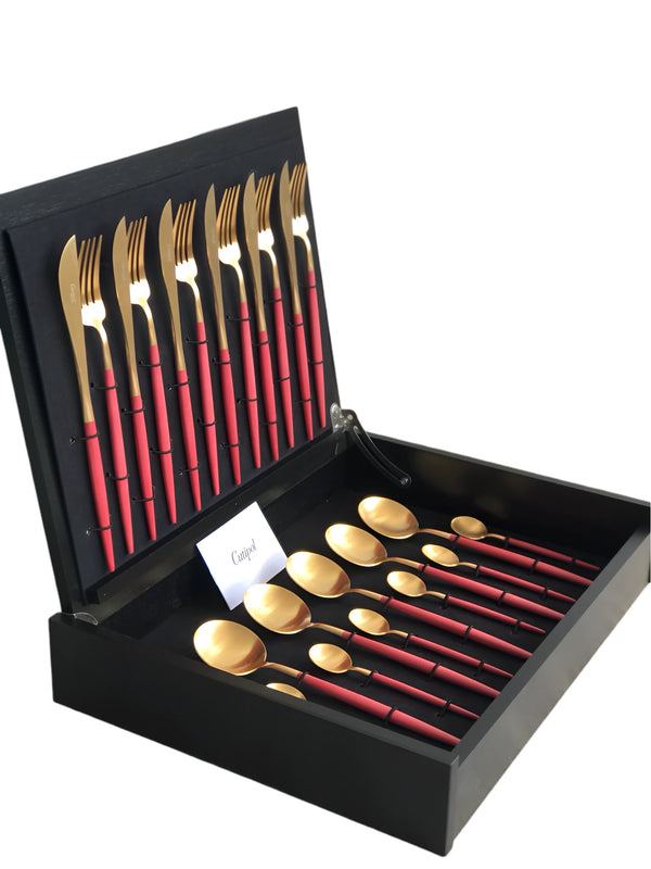 Goa Red Gold Plated 24 Pcs. Set  + Wooden Box