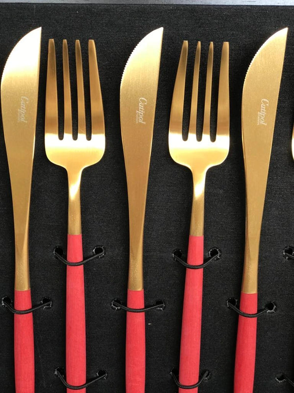 Goa Red Gold Plated 24 Pcs. Set  + Wooden Box
