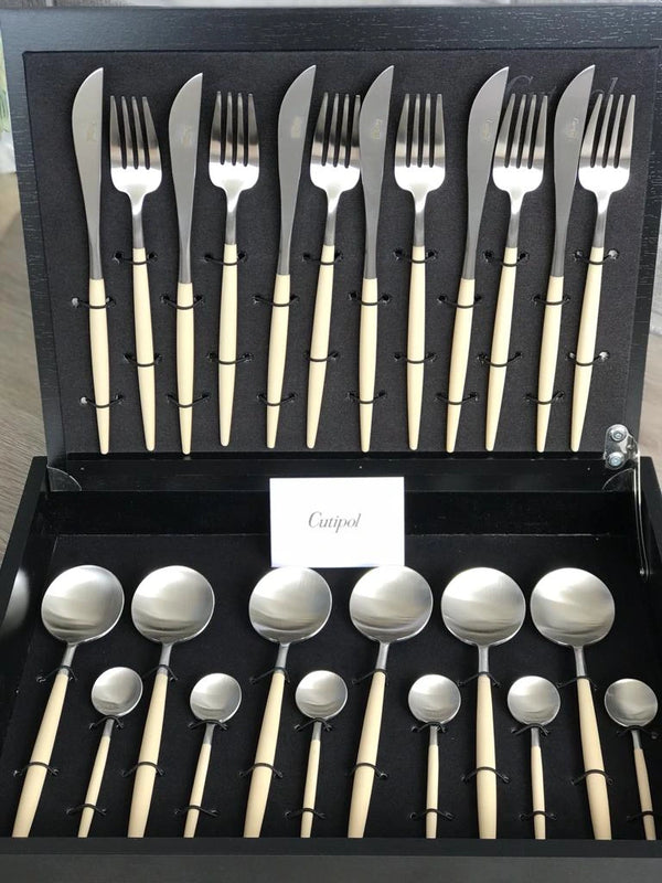Goa Ivory Silver Plated 24 Pcs. + Wooden Box