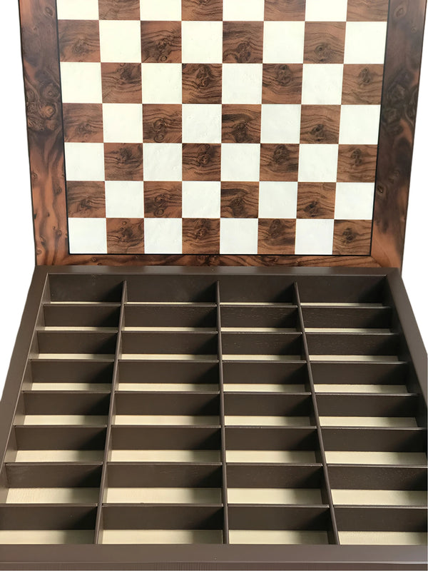 Staunton Set + Walnut Briar Wood Chessboard Box