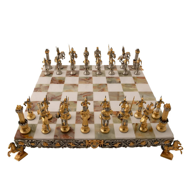 Emperor Of Roman Empire Unique Chess Set Bronze Gold 24 Karat