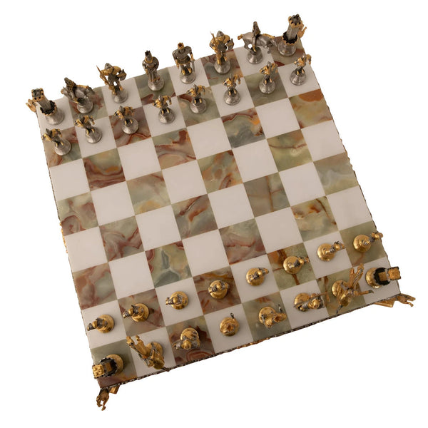 Emperor Of Roman Empire Unique Chess Set Bronze Gold 24 Karat