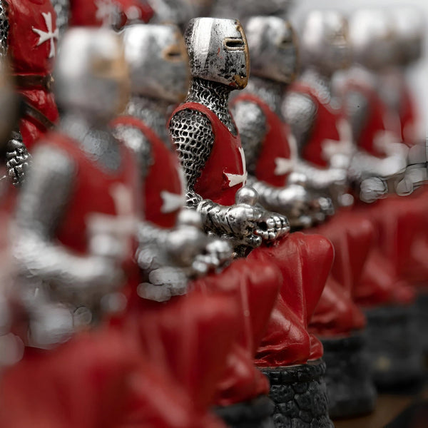 Templars Set + Leatherette Chessboard Box + Checker Set