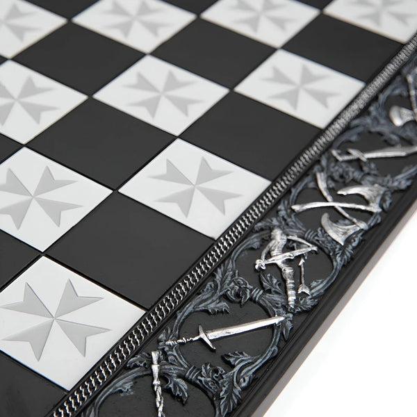 Crusaders Style Hand Painted Resin Chess Pieces + Resin chess board