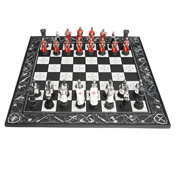 Crusaders Style Hand Painted Resin Chess Pieces + Resin chess board