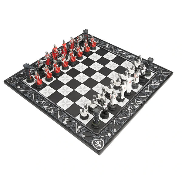 Crusaders Style Hand Painted Resin Chess Pieces + Resin chess board
