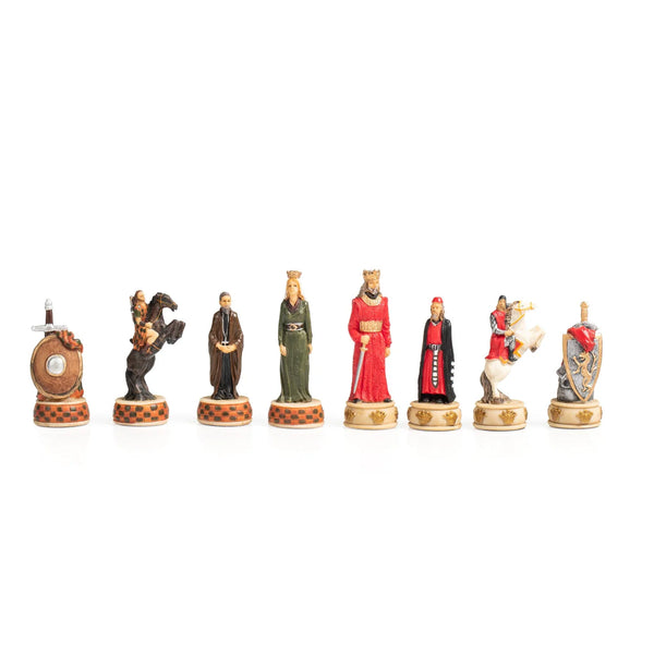 English vs Scottish Hand Painted Resin Chess Pieces + Leatherette Chess Board