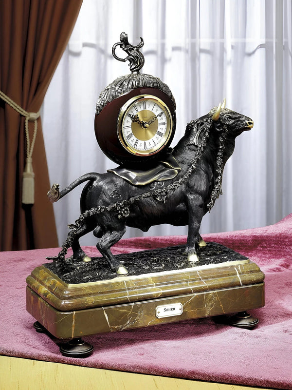 Bull Mantel Clock