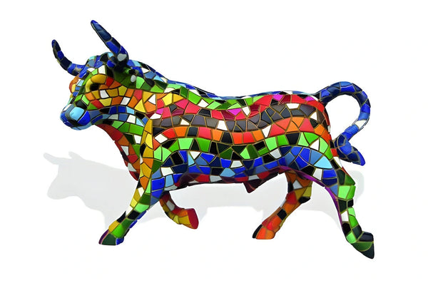 Mosaic Multicolor Bull Figurine