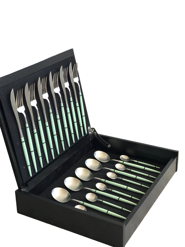 Goa Celadon Silver Plated 24 Pcs. Set + Wooden box