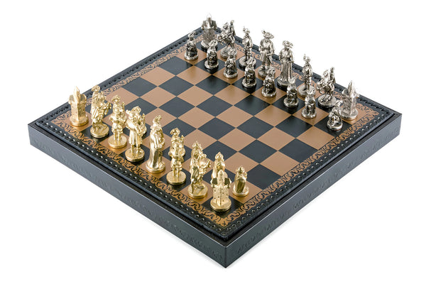 Landsknecht Set + Leatherette chessboard Black Gold