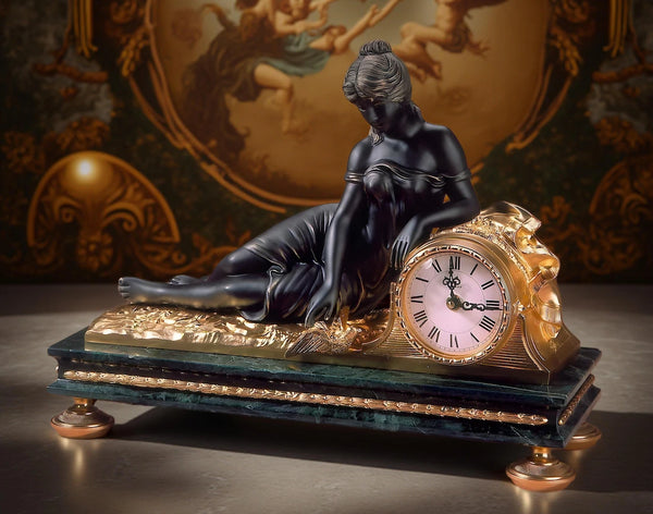 Women with bird Mantel Clock