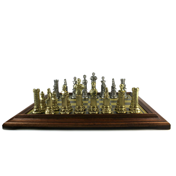 Roman Busts Set + Brass Style Chessboard Wooden Frame