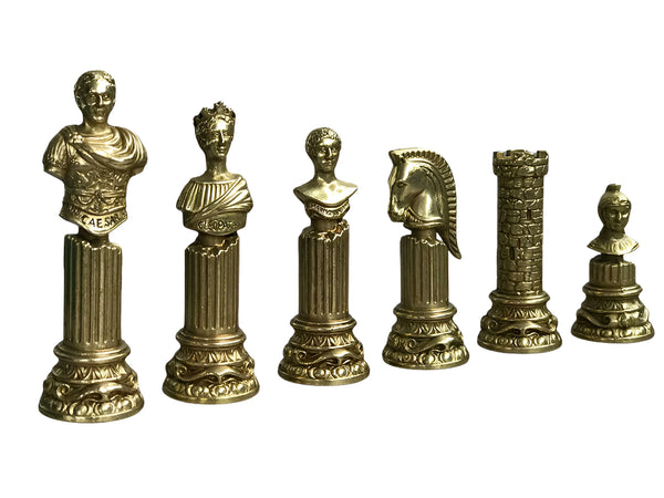 Roman Busts Set + Walnut Briar Wood Chessboard Box