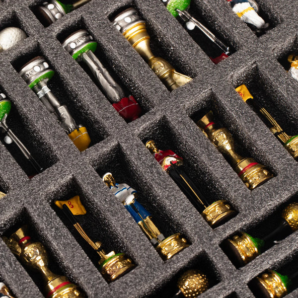 Hand Painted Pewter Chess Pieces + Leatherette Chess Board