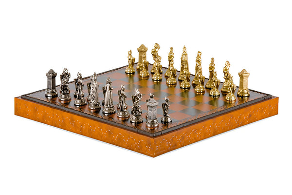 Mary Stuart Set + Leatherette Brown Black ChessBoard