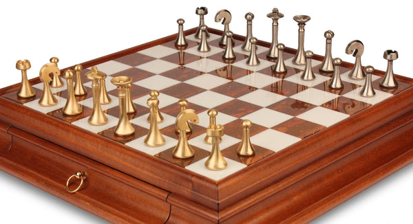 Futuristic Medium Set + Wooden Marble Chessboard