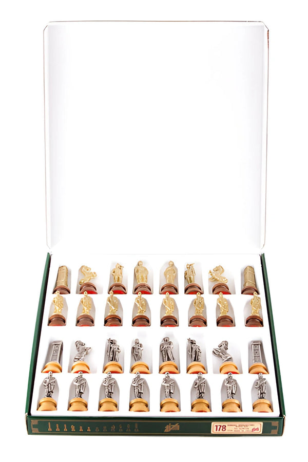 Romans VS Barbarians Set + Leatherette Chessboard Black Gold