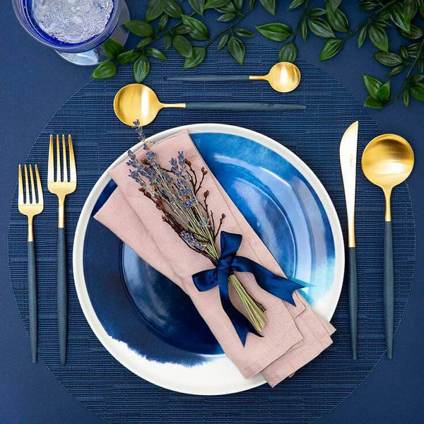 Goa Blue Gold Plated 24 Pcs. Set + Wooden Box