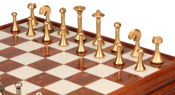 Futuristic Medium Set + Wooden Marble Chessboard