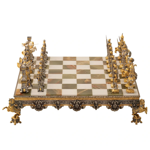 Roman Empire Unique Chess Set Bronze Gold 24 Karat