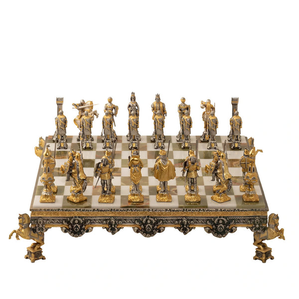 Roman Empire Unique Chess Set Bronze Gold 24 Karat