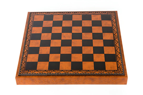 Mary Stuart Set + Leatherette Brown Black ChessBoard
