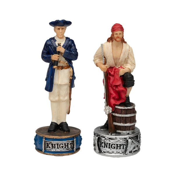 Pirates Set Hand Painted Resin Chess Pieces + Leatherette Chess Board