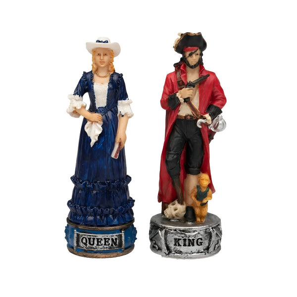Pirates Set Hand Painted Resin Chess Pieces + Leatherette Chess Board