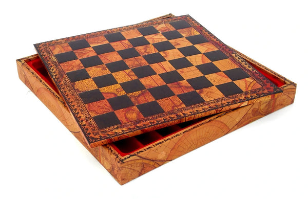 Pirates Set Hand Painted Resin Chess Pieces + Leatherette Chess Board